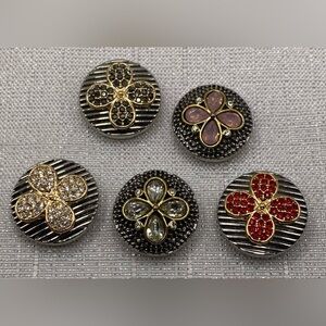 💗Gold & Silver Mixed Bling! - Ginger Snaps & Co. Snap Button Charm Set of 5